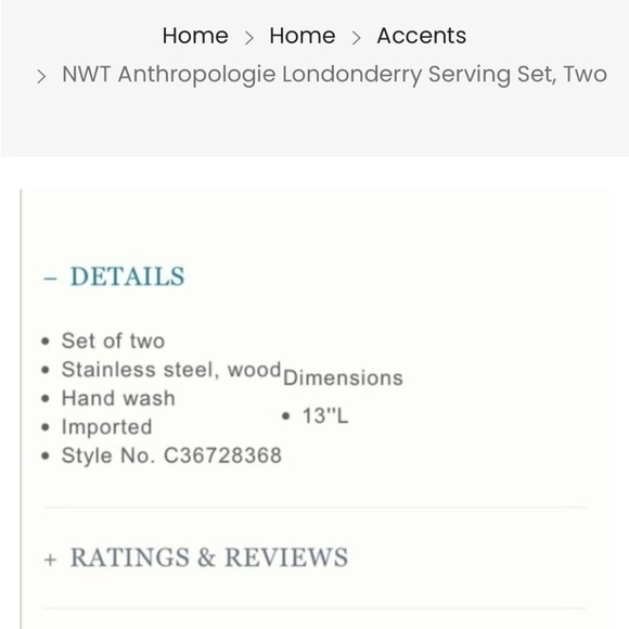 NWT Anthropologie Londonderry Serving Fork Set, Two - Picture 5 of 5